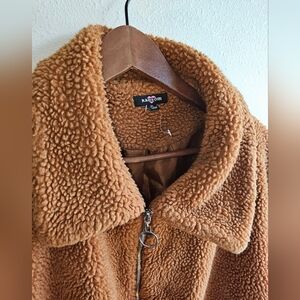 Oversized Teddy Bear Jacket XL Brown with Zipper
